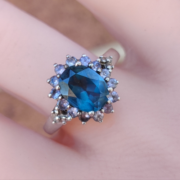 Sterling London Blue Topaz And Tanzanite Ring - Picture 3 of 5